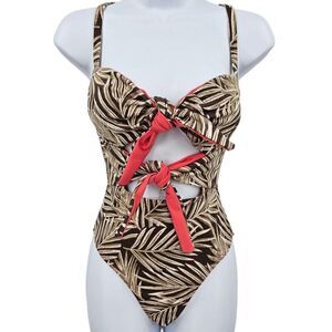 Crescent Drive Palm Cut Out Palm Leaves Swimsuit XS